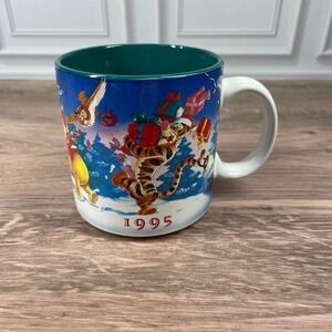 Vintage 1995 Disney Winnie the Pooh Christmas Mug Tigger Piglet Eeyore Holiday